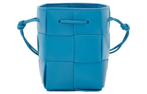 Bottega Veneta CASSETTE Sheepskin With Cow Leather Bucket Bag, Shoulder Bag, Crossbody Bag Mini Women's Light Blue