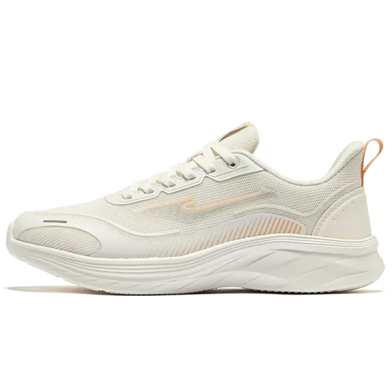 Erke Running Shoes Women's Low-Top Microcrystal White Cinnamon Orange