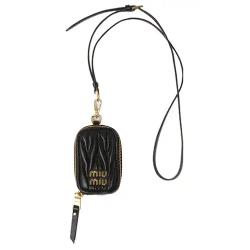 MIU MIU Matelassé Soft Sheep Leather Clutch Mini Women's Black