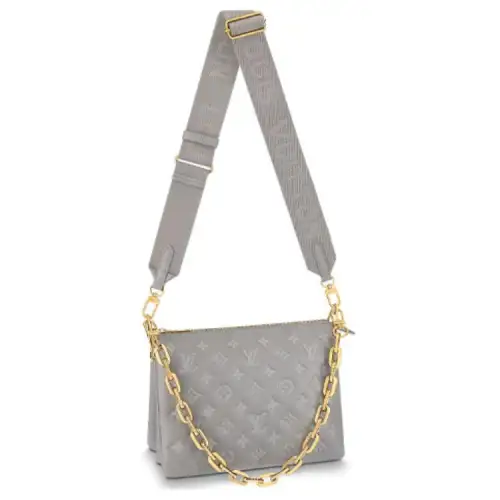 LOUIS VUITTON Coussin Calfskin Trim Pillow Bag, Shoulder Bag, Crossbody Bag, Shoulder Bag Small Women's Gray