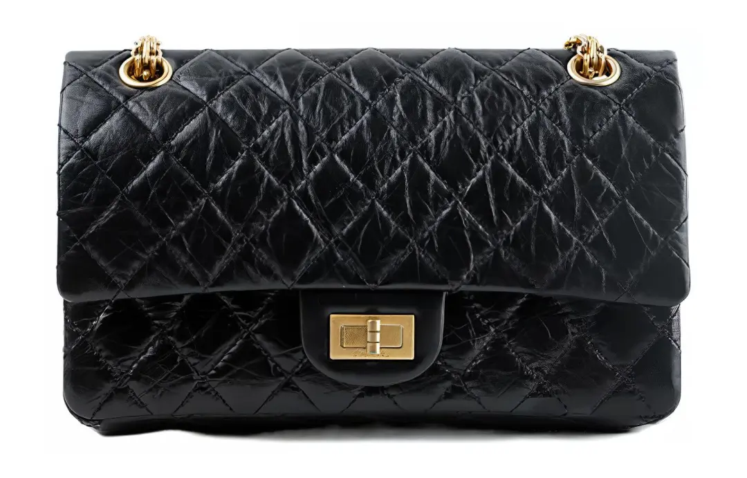 CHANEL 2.55 Cow Leather Material Gold Metal Shoulder Bag, Crossbody Bag Small Women's Black