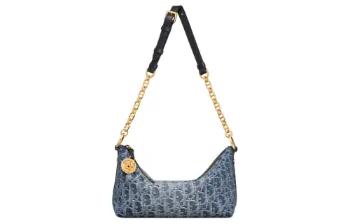 DIOR Diorstar Hobo Jacquard Fabric Handbag, Shoulder Bag Women's Blue