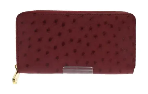 LOUIS VUITTON Ostrich Leather Wallet Regular Women's Red