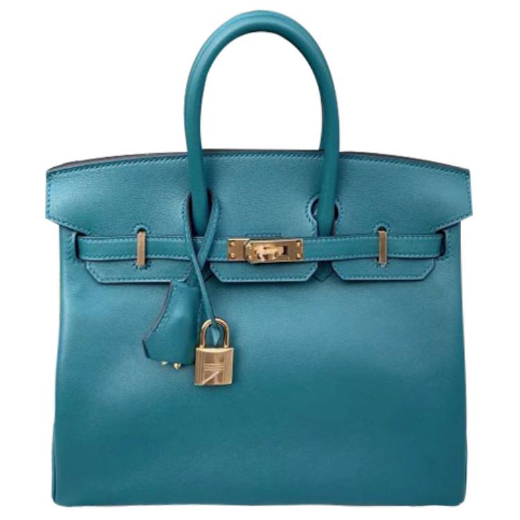 HERMES Hermès Birkin 25 gold buckle Jonathan leather Birkin bag handbag 25 women's 7W Bleu Izmir Izmir blue