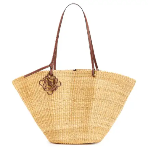LOEWE Basket Leather Tote Bag, Shopping Bag, Shoulder Bag, Handbag Regular Women's Beige