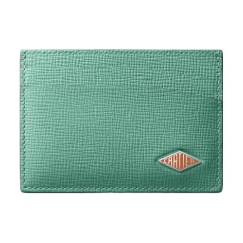 CARTIER Calfskin Card Holder Card Holder Women's Yellow Emerald