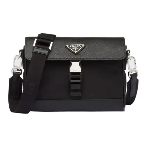 PRADA Re NylonSaffiano Fabric Shoulder Bag, Crossbody Bag Regular Men's Black