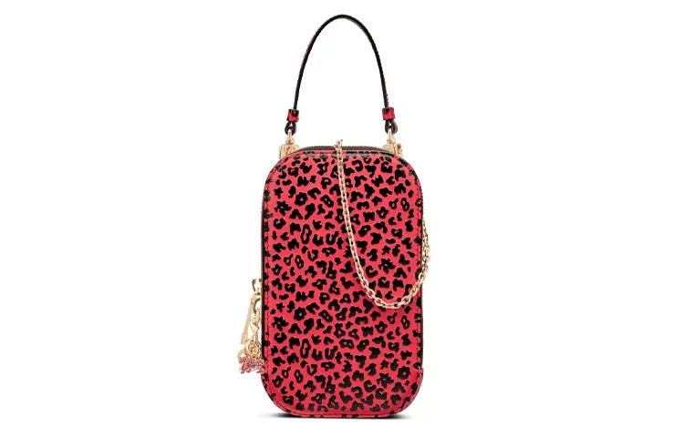 DIOR Lady Dior Cow Leather Cell Phone Pouch, Handbag, Shoulder Bag, Crossbody Bag Women's Peach Pink