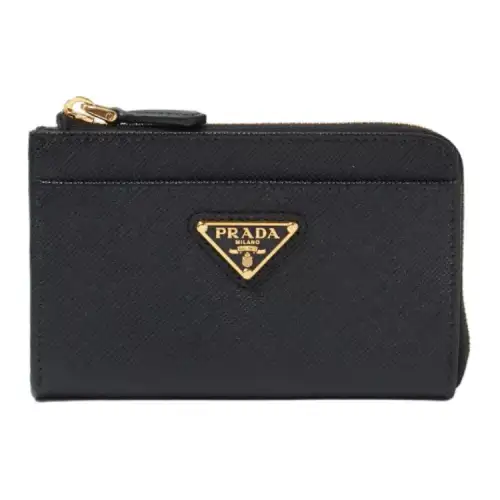 PRADA Saffiano Leather Wallet Key Pouch Women's Black