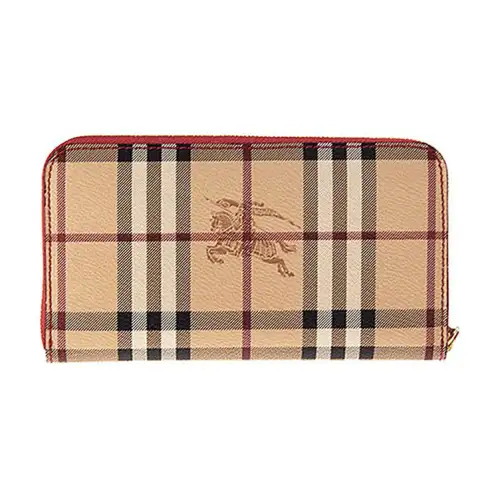 Burberry PVC With Calfskin Card Holder, Wallet Women's Red