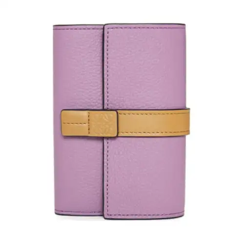 LOEWE Soft Grain Calfskin Wallet Small Women's Purple/Light Brown