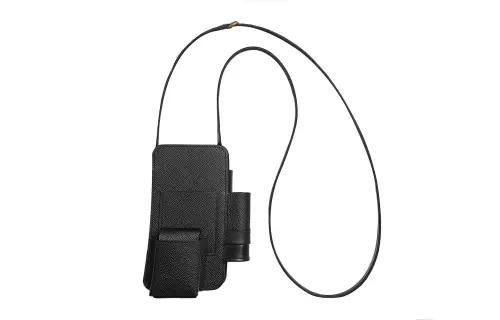 HERMES Hermèsway Epsom Swift With Box Calfskin Cell Phone Pouch Women's Black