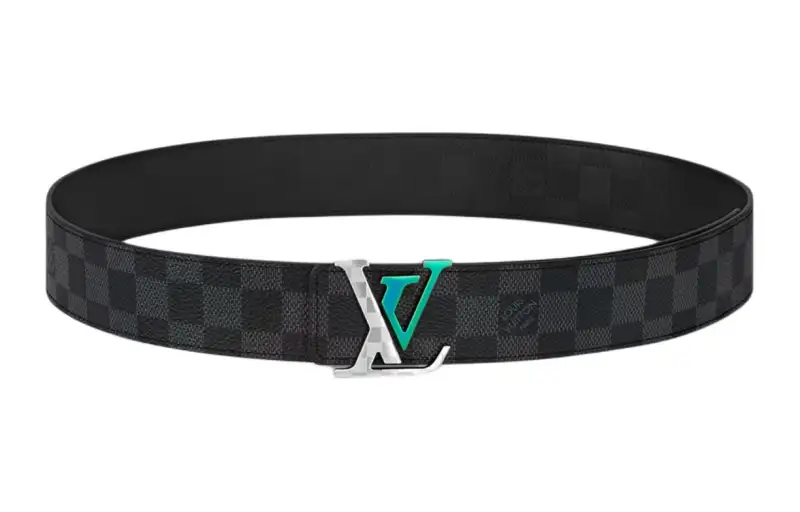 LOUIS VUITTON Canvas Leather Metal Parts Leather Belts Men's Black Width 4cm
