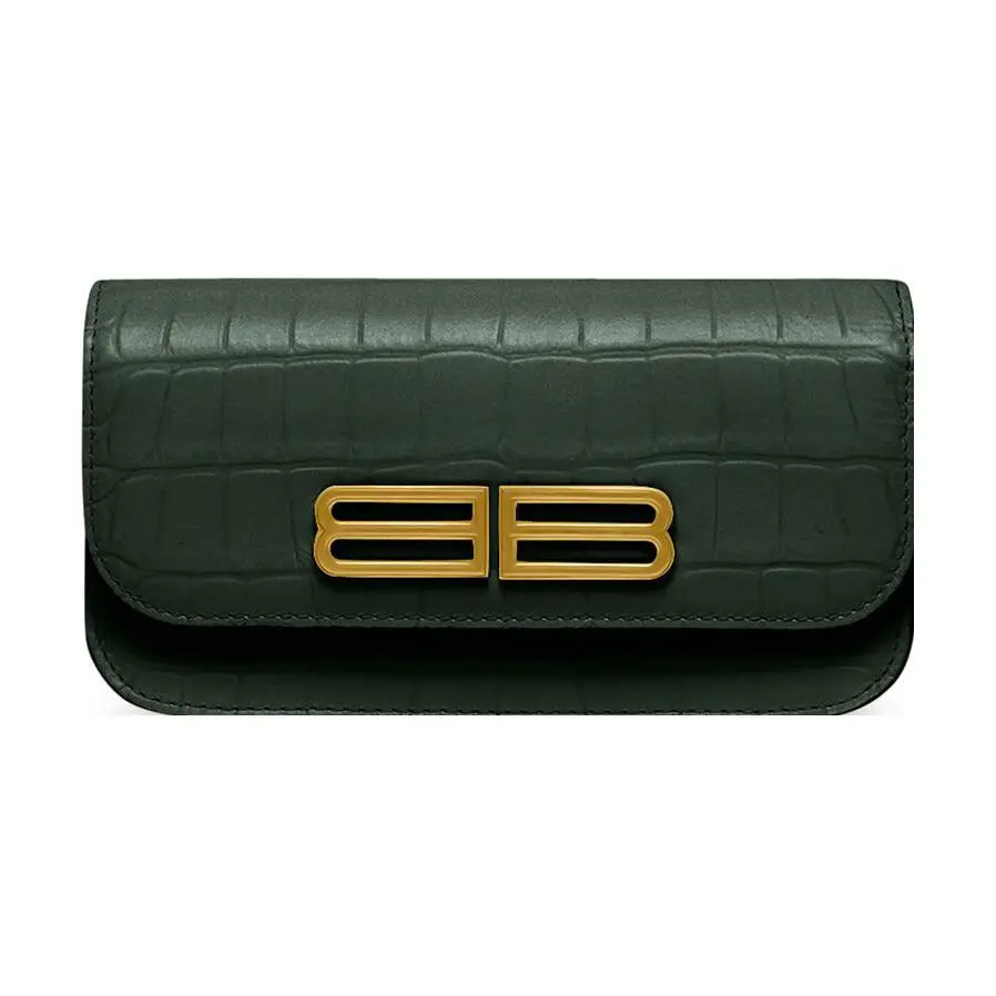 Balenciaga Gossip Calfskin Wallet Women's Dark Green