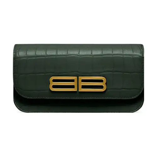 Balenciaga Gossip Calfskin Wallet Women's Dark Green