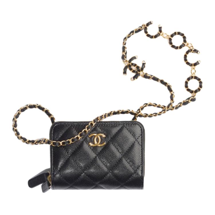 CHANEL 21B Fall Grain Embossed Calfskin Shoulder Bag, Crossbody Bag Women's Black