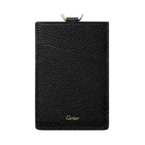 CARTIER PANTHÈRE Calfskin Card Holder Card Holder Women's Black