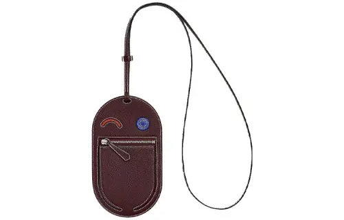 HERMES In The Loop Mysore Goat Skin Cell Phone Pouch Large Women's Saddle Red/Copper Red/Electric Blue