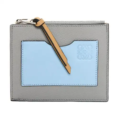 LOEWE Soft Grain Calfskin Coin Purse, Card Holder Large Women's Pearl Gray/Dust Blue