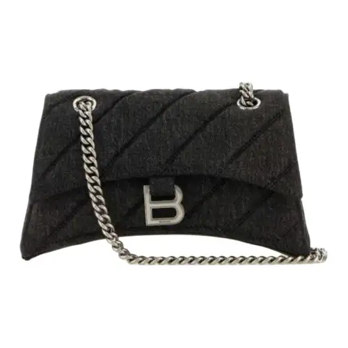 Balenciaga Fabric With Denim Crossbody Bag, Shoulder Bag Women's Smoke Gray