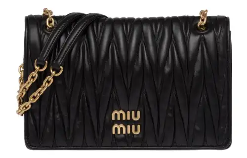 MIU MIU Matelassé Soft Sheep Leather Crossbody Bag, Shoulder Bag Women's Black