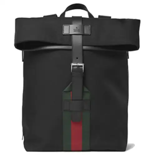 GUCCI Canvas With Leather Backpack Men's Black
