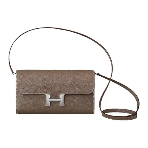 HERMES Constance To Go Silver Tone Buckle Epsom Calfskin Crossbody Bags Women's 18 Etoupe Elephant Gray