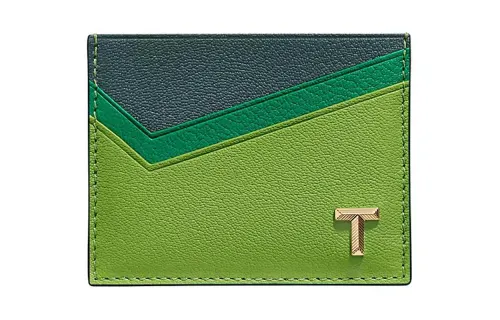 TIFFANY & CO. Tiffany T Goatskin Card Holder Women's Emerald Green