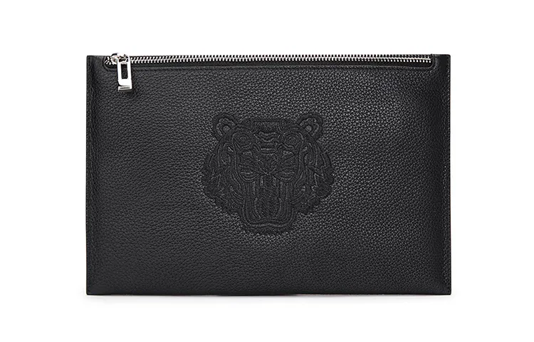 ELLE HOMME Genuine Leather Clutch, Envelope Bag, Cell Phone Pouch, Clutch Regular Men's Black