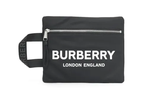 Burberry Polyurethane Storage Bag Handbag Unisex Black