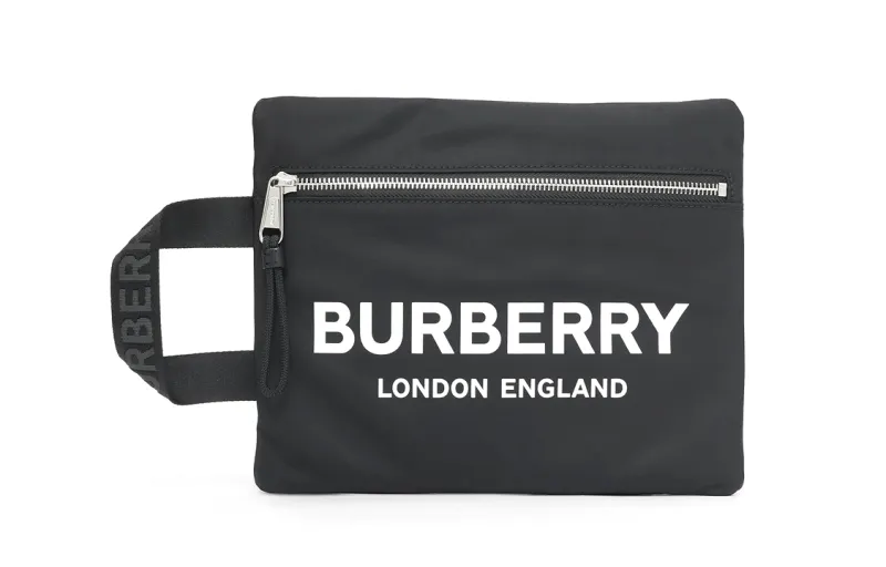 Burberry Polyurethane Storage Bag Handbag Unisex Black