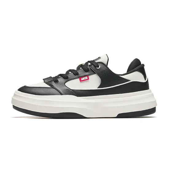Anta Cookie Shoes Height Increasing Lightweight Low-Top Skateboard Shoes Men's Black White