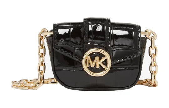 MICHAEL KORS Carmen Artificial Leather Earphone Case Crossbody Bag Extra Small Women's Black