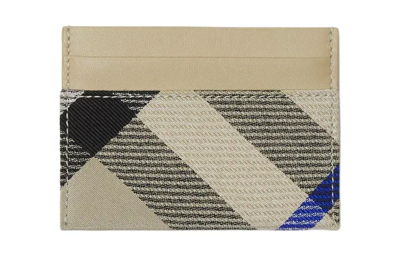 Burberry Smooth Leather With Cotton Blend Fabric Card Holder Women's Moss Green