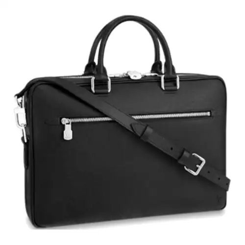 LOUIS VUITTON Leather Briefcase, Laptop Bag, Shoulder Bag, Crossbody Bag Regular Men's Black