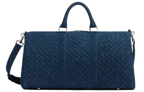 Bottega Veneta Cotton Denim Travel Bag, Shoulder Bag, Crossbody Bag, Handbag Medium Men's Indigo