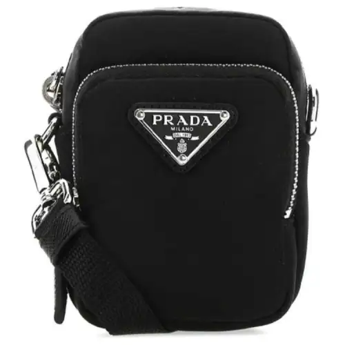 PRADA Recycled Nylon Cell Phone Pouch Mini Men's Black