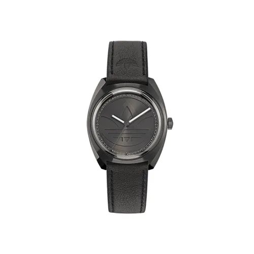 Adidas Originals Wrist Watches Quartz Movement Leather Strap Black Dial Unisex ['50', 149262]m Waterproof