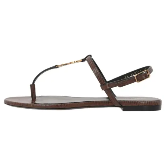 SAINT LAURENT Logo Plaque Open-Toe Sandals Women's