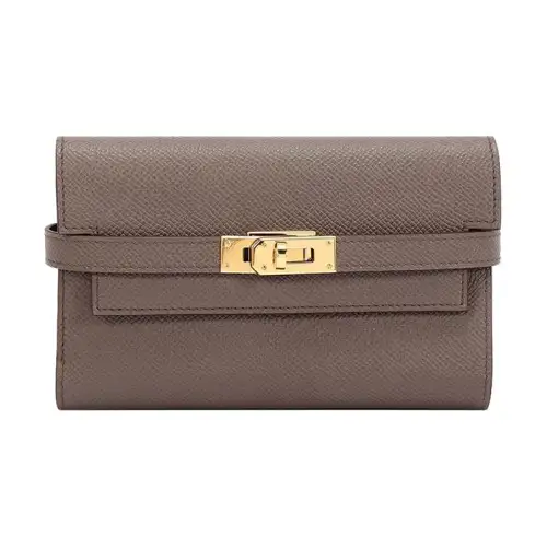 HERMES Kelly Wallet Epsom Calfskin Wallet Women's 8F Gris ÉTain Tin Gray