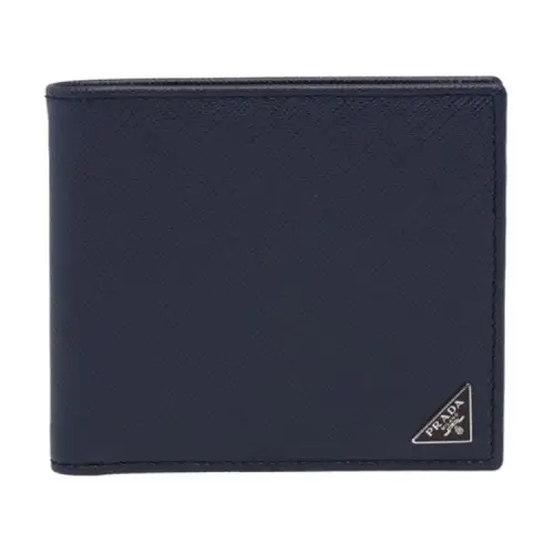 PRADA Saffiano Leather Wallet Men's Blue