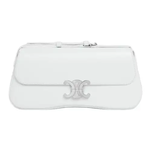 CELINE Lola Shiny Cow Leather Handbag, Shoulder Bag Medium Women's Ultimate White