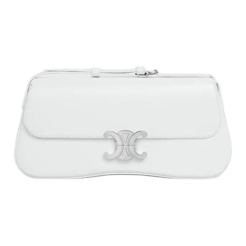 CELINE Lola Shiny Cow Leather Handbag, Shoulder Bag Medium Women's Ultimate White