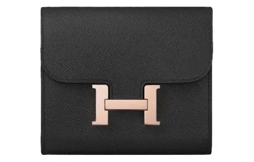 HERMES Constance Slim Epsom Leather Coin Purse Women's Black