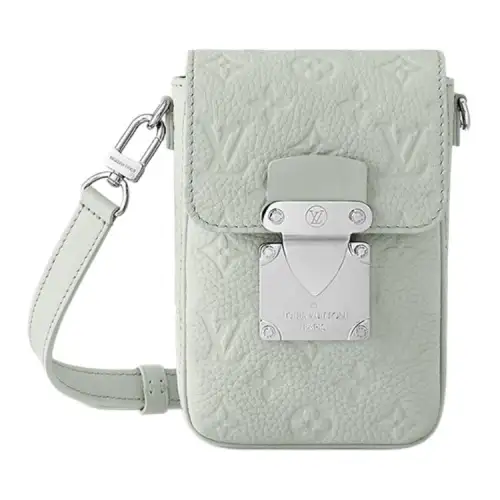 LOUIS VUITTON Embossed Leather Shoulder Bag, Crossbody Bag Mini Men's Gray Green