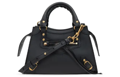 Balenciaga Calfskin One Shoulder Clutch Mini Women's Black
