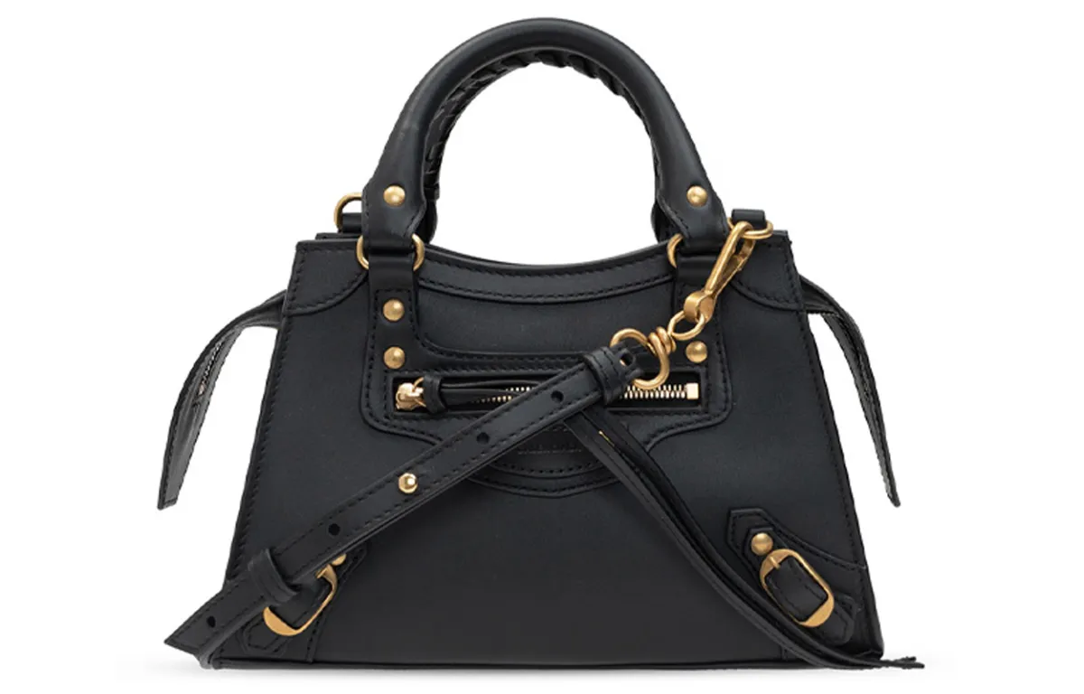 Balenciaga Calfskin One Shoulder Clutch Mini Women's Black