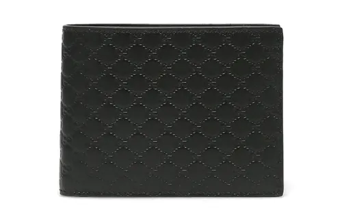 GUCCI Cow Leather Short Bifold Wallet Men's Black