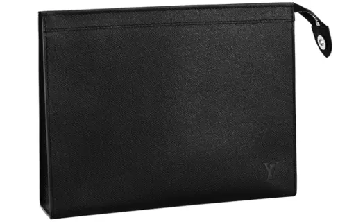 LOUIS VUITTON Pochette Voyage MM Needle Forest Leather Clutch Toiletry Bag Medium Men's Black