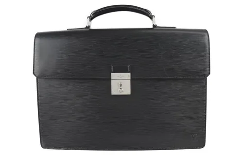 LOUIS VUITTON Leather Handbag Briefcase Regular Women's Black